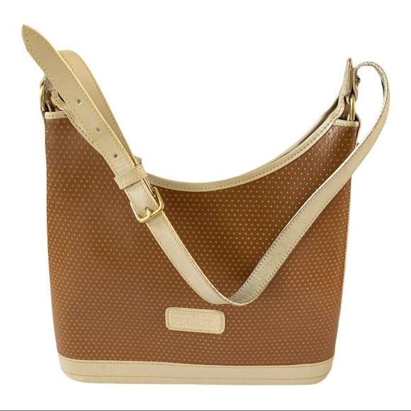 Dooney & Bourke Handbags - Dooney & Bourke Cabrio Tan Cream Perforated Leather Shoulder Bag